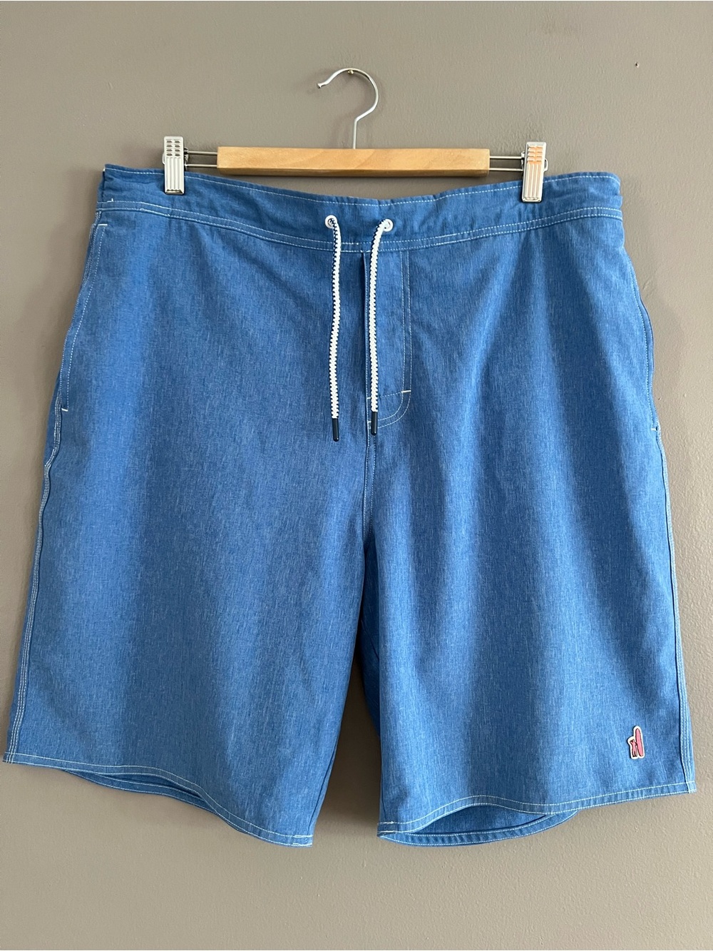 Johnnie-O Mens Elastic Surf Shorts Swim Trunks Blue Lightweight Drawstring Sz XL